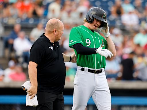 Heston Kjerstad is ejected after being hit by three pitches in three innings in Tides’ loss