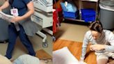 Woman amuses viewers with video of the moment her husband fainted in delivery room as she was giving birth