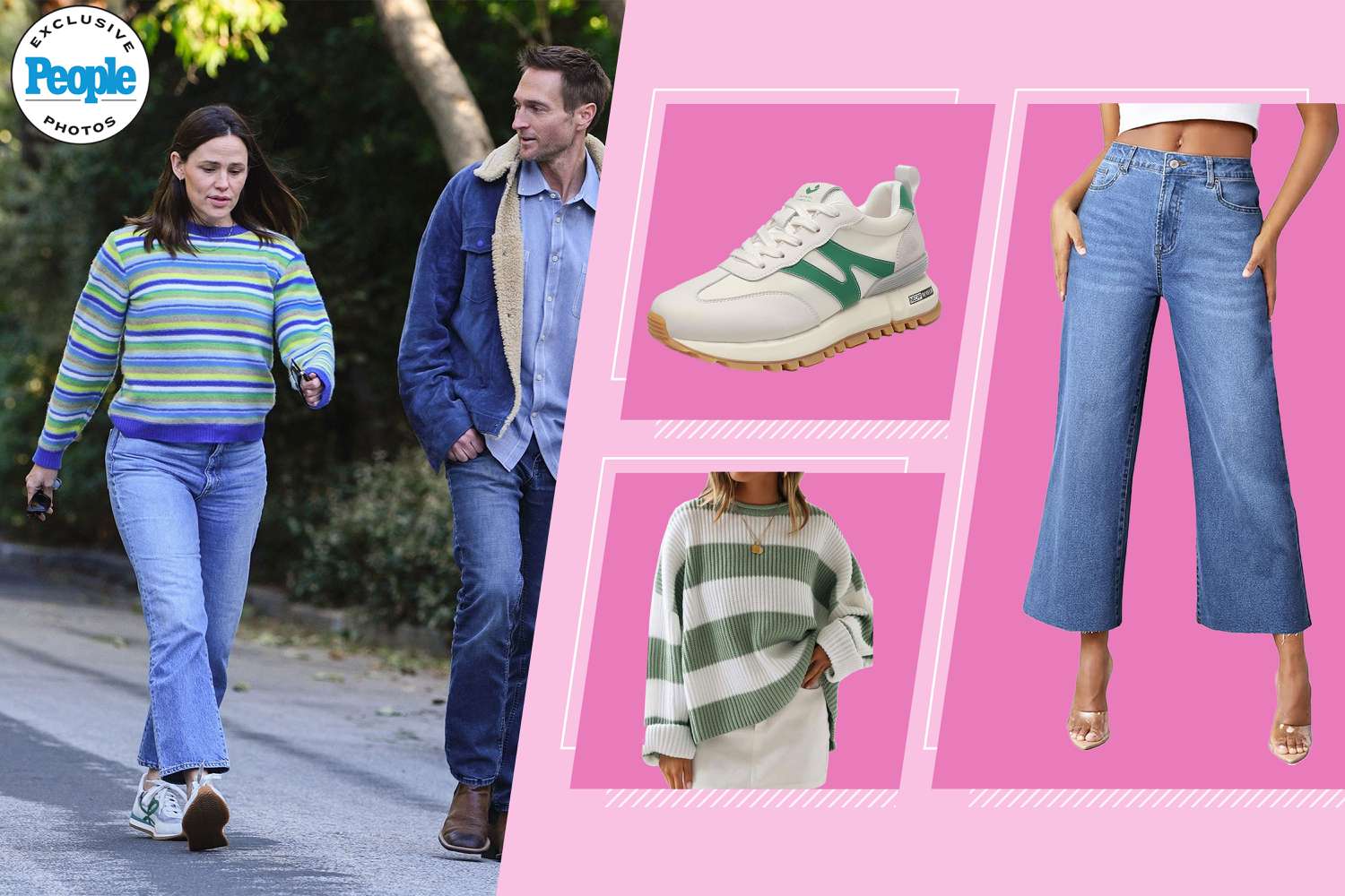 Jennifer Garner Went for a Walk with John Miller Wearing Her Go-To Pattern and Two Popular Spring Trends