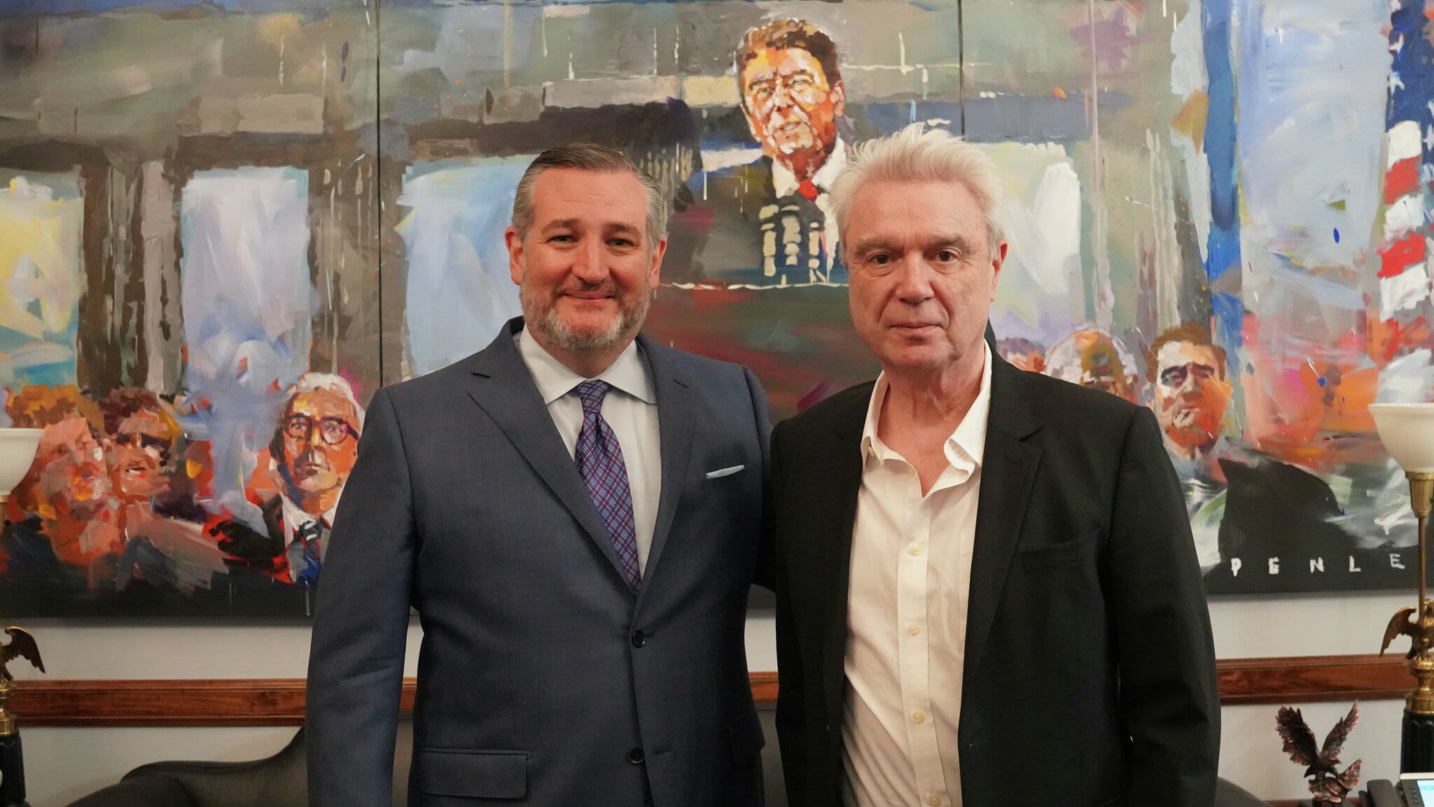 What are Ted Cruz and David Byrne doing in this photo together?