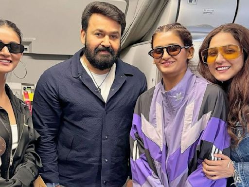 PIC: Sisters Shakti, Neeti and Mukti meet superstar Mohanlal on flight: 'All the MOHANS please stand up'