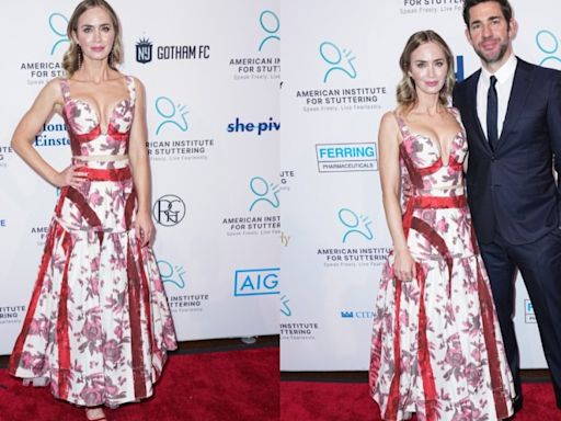 Emily Blunt Continues Her Pattern Streak in Structured Erdem Two-piece Set at the American Institute for Stuttering’s 18th Annual Gala