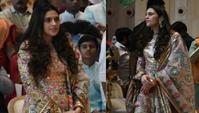 Shloka Mehta Ambani makes a graceful move in Mayyur Girotra's multicolored gharara lehenga for mass wedding