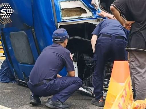 國道一號掉落「無頭貨櫃」害死人 物流駕駛竟棄車落跑