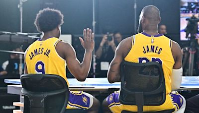 LeBron James and son Bronny share special moments during Lakers media day