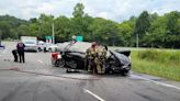BMW Flies Off Bridge, Lands On Corvette