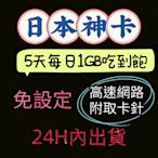 現貨限時價！日本上網卡 5天每日1GB吃到飽 不斷線 日本國際漫遊卡 高速網路卡 網路SIM卡 行動上網WIFI