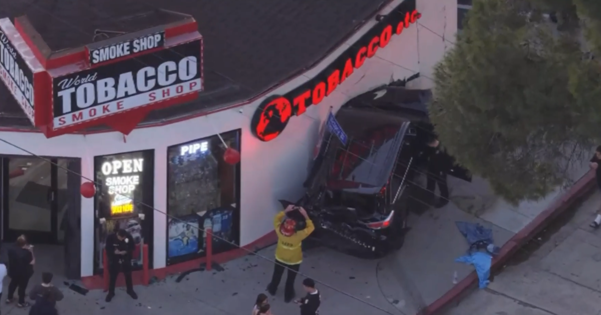 1 hospitalized, 1 arrested for DUI after collision causes car to veer into Valley Glen shop