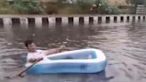 Video: Delhi BJP Councillor "Rows Boat" On Road Amid Severe Waterlogging