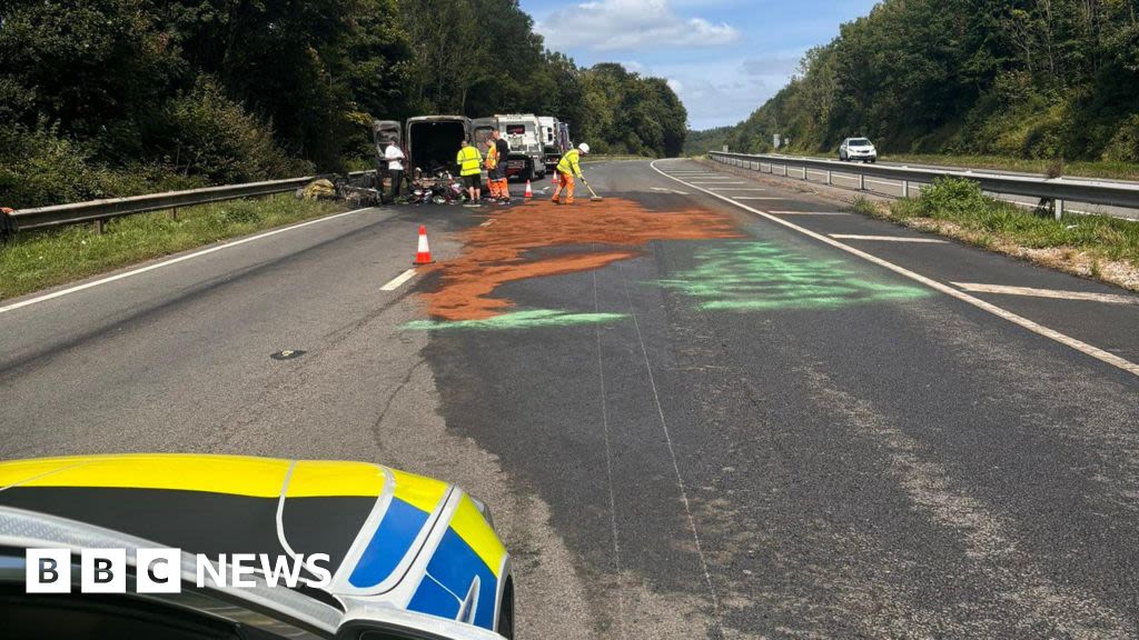 A380 traffic: Scouts minibus fire sparks Devon road closure