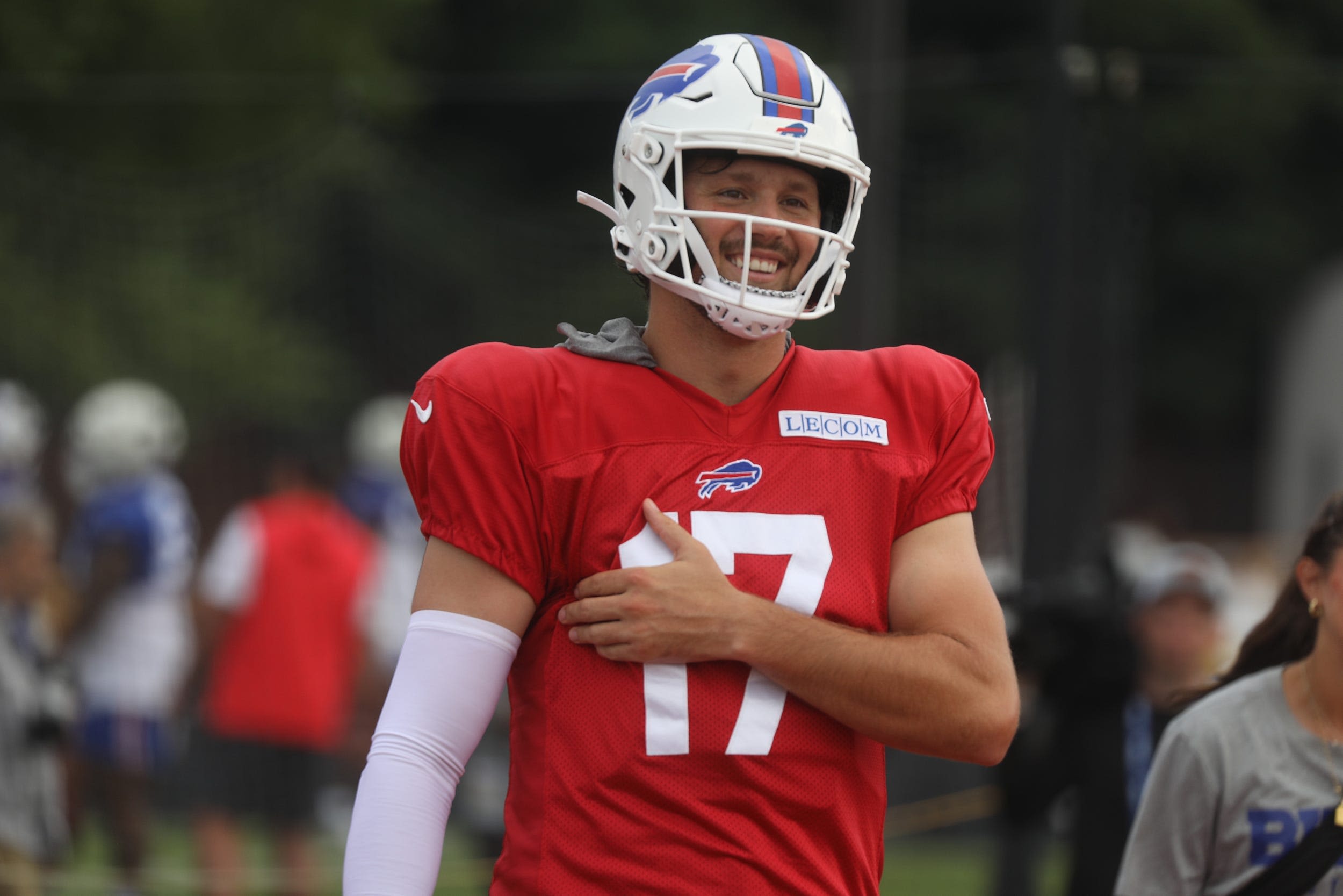 Josh Allen: A man of the people (and pups) at Bills training camp