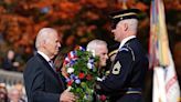 Bidens, Harris mark Veterans Day, lay wreath at Tomb of Unknown Soldier