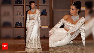 Kim Kardashian dazzles in custom Manish Malhotra lehenga - Times of India