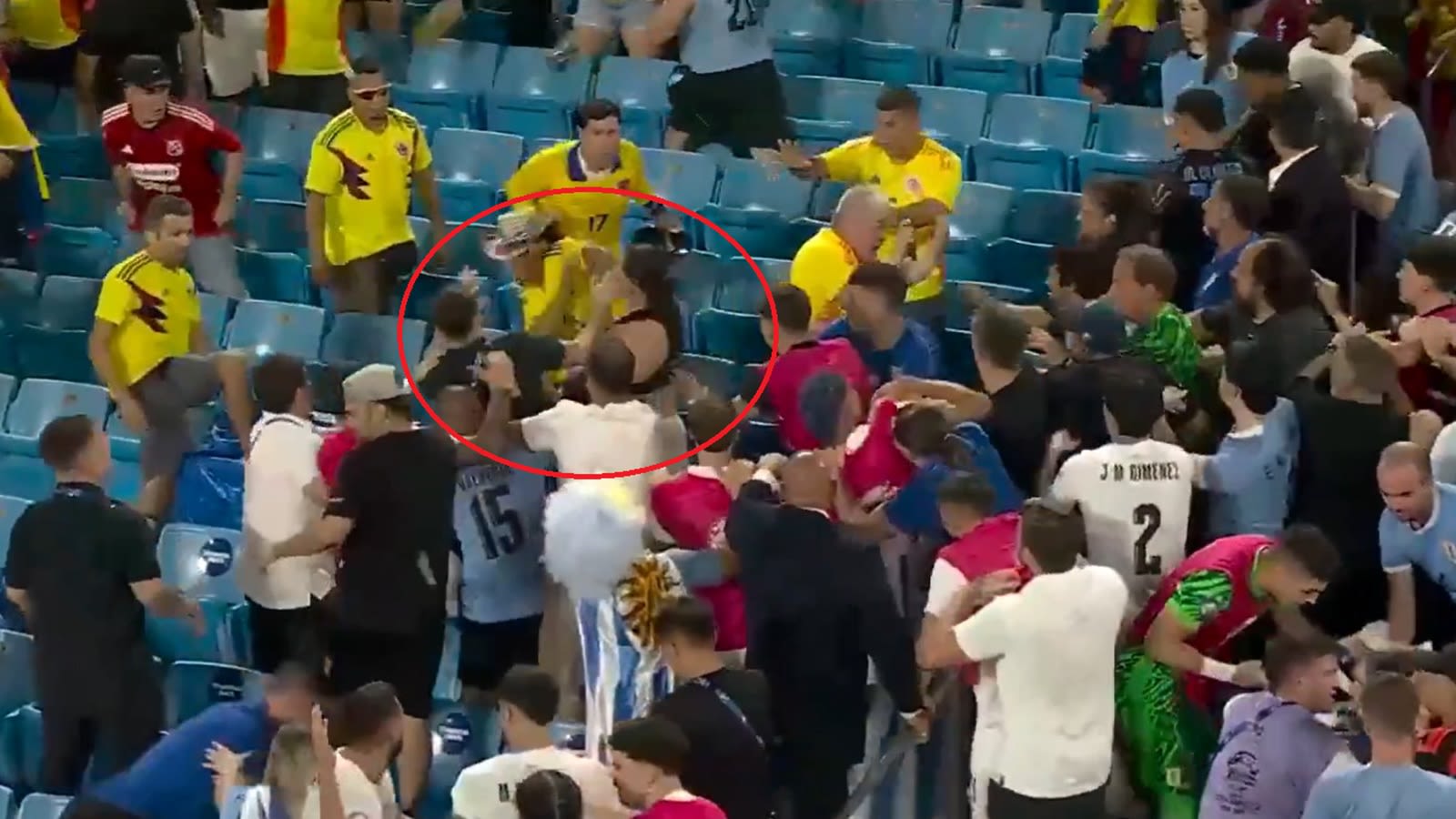 Uruguay players enter stands to fight fans after Copa America loss to Colombia