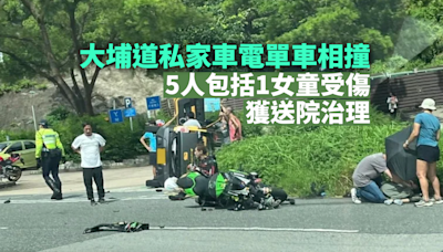 車Cam直擊：大埔道私家車電單車互撼 5人受傷包括女童送院