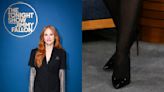 Jessica Chastain Keeps it Classic in Glossy Black Christian Louboutin Pumps on ‘The Tonight Show’