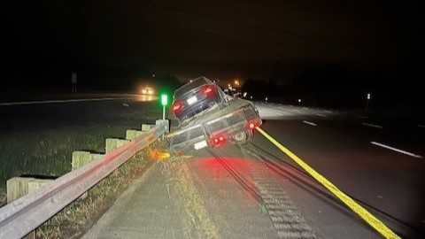 Pickup truck towing car trailer crashes on I-95 in North Hampton, state police say