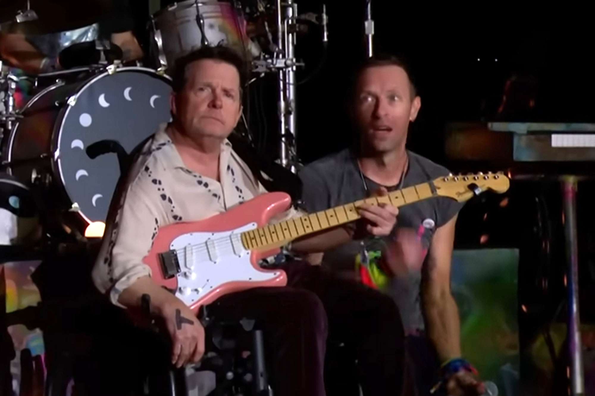 Michael J. Fox Joins Coldplay to Play Guitar During 'Fix You' at the Band's Glastonbury Set: Watch