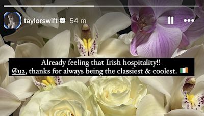 Taylor Swift receives a sweet bouquet from U2 ahead of Dublin gig