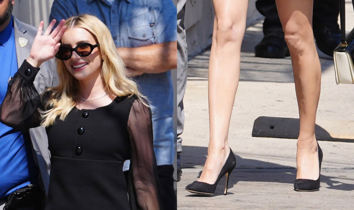 Emma Roberts Wears a Celebrity Favorite Shoe Style for ‘Jimmy Kimmel Live’ Interview — Courtesy of Manolo Blahnik