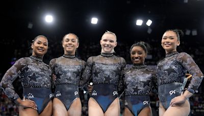 The Latest: Simone Biles and US women compete in Olympic gymnastics team final