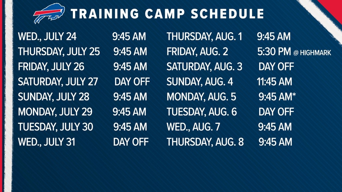 Bills announce 2024 Training Camp schedule