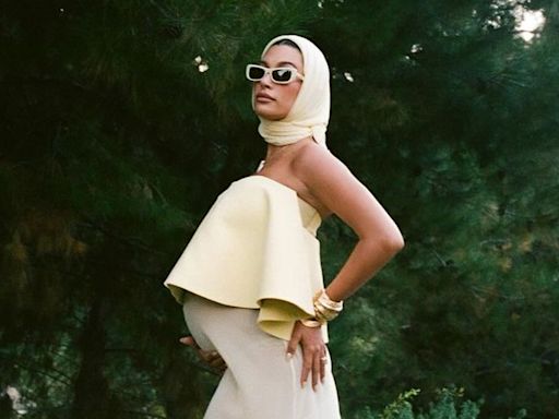 Hailey Bieber Wears a Butter Yellow Naked Dress to Her Baby Shower