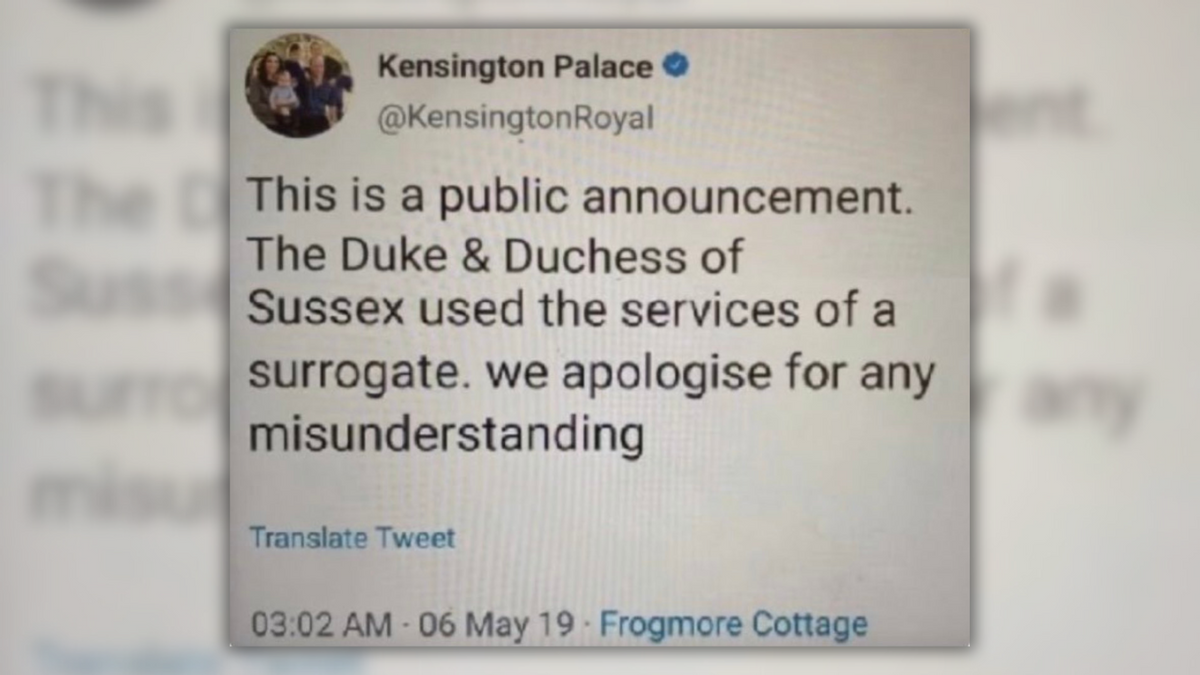 Fact Check: Supposed 'Kensington Palace' Tweet Claimed Harry and Meghan Used Surrogate for Pregnancy. Here's the Backstory