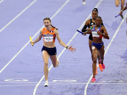 Netherlands' Femke Bol steals 4x400 mixed relay win from Team USA in Paris Olympics