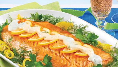 Roasted Salmon Fillet with Tzatziki Recipe Is a Flaky and Flavorful Greek-Inspired Main That Wows