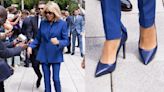 Brigitte Macron Matches Blue Pumps to Pantsuit to Vote in Second Round of French Elections