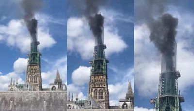 Fuerte incendio en la Catedral de Notre Dame de Rouen