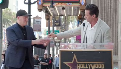 Why Hugh Jackman gave producer Kevin Feige a $15 steakhouse gift card at Hollywood Walk of Fame event