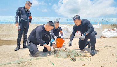 澎湖 維護海洋 香爐嶼清出150米長刺網