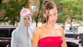 Look of the Week: Hailey Bieber steps out in a glamorous red dress. And her husband Justin wore sweats