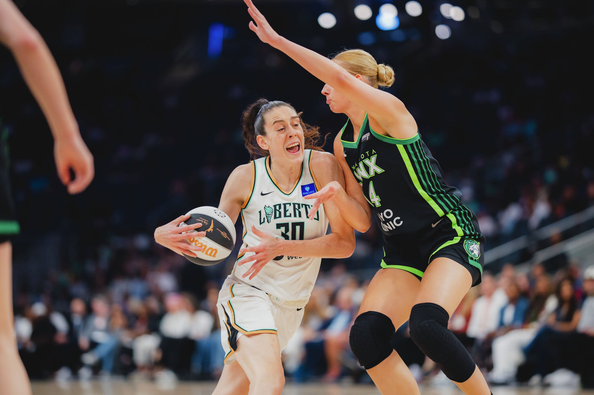 UConn women's basketball players surprise Dorka Juhász after WNBA Commissioner Cup win