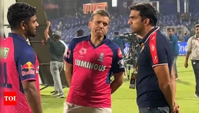 Watch: Delhi Capitals co-owner Parth Jindal meets Sanju Samson after DC vs RR amid backlash over 'out hai' reaction | Cricket News - Times of India