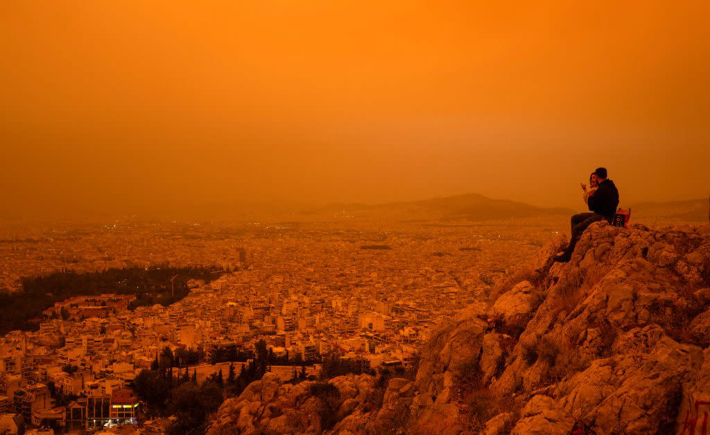 See Athens Blanketed by Orange Haze Due to Sahara Dust Storm