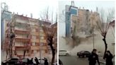 Shocking video shows people running away as an apartment building collapses in Turkey in the aftermath of a deadly 7.8 magnitude earthquake