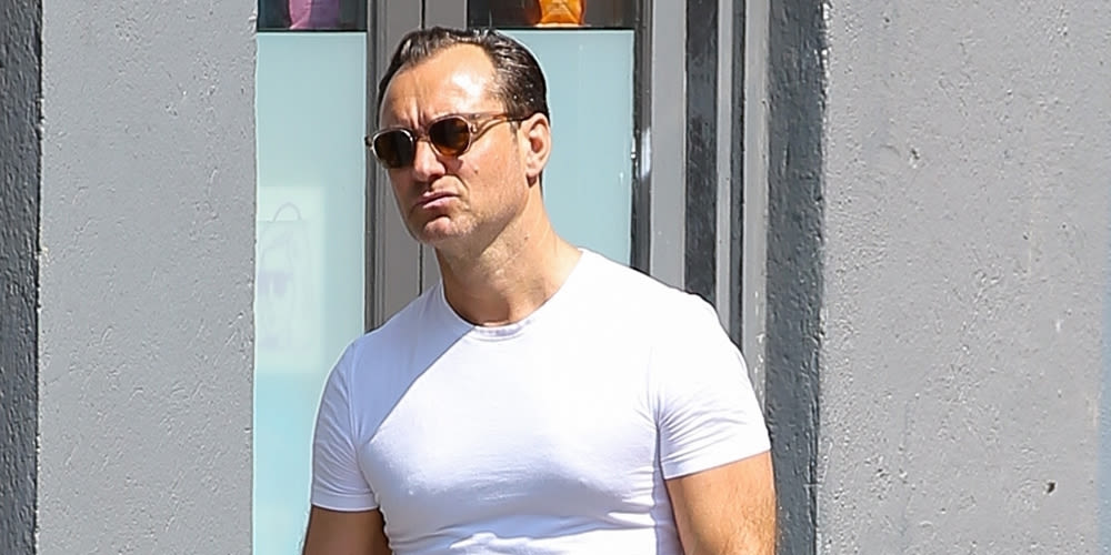 Jude Law Enjoys the Spring Weather While Shopping in New York City