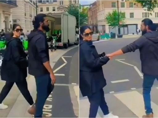 Watch: Katrina Kaif stops Vicky Kaushal as she spots a camera on them in London