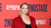 Jennifer Lawrence Layered Her Enormous Crimson Red Coat Over a Slinky LBD