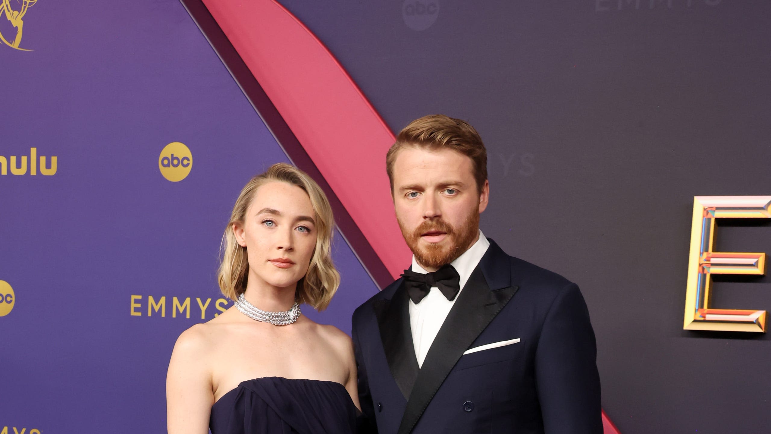 Saoirse Ronan Walks Emmys Red Carpet With Husband Jack Lowden