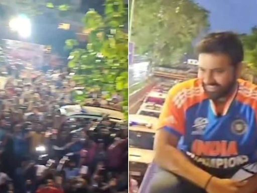'Rohit-Rohit' Chants in Mumbai Leaves India Captain Speechless & Blushing During Victory Parade: WATCH - News18