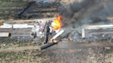 Freight train carrying fuel derails, catches fire near Arizona-New Mexico line