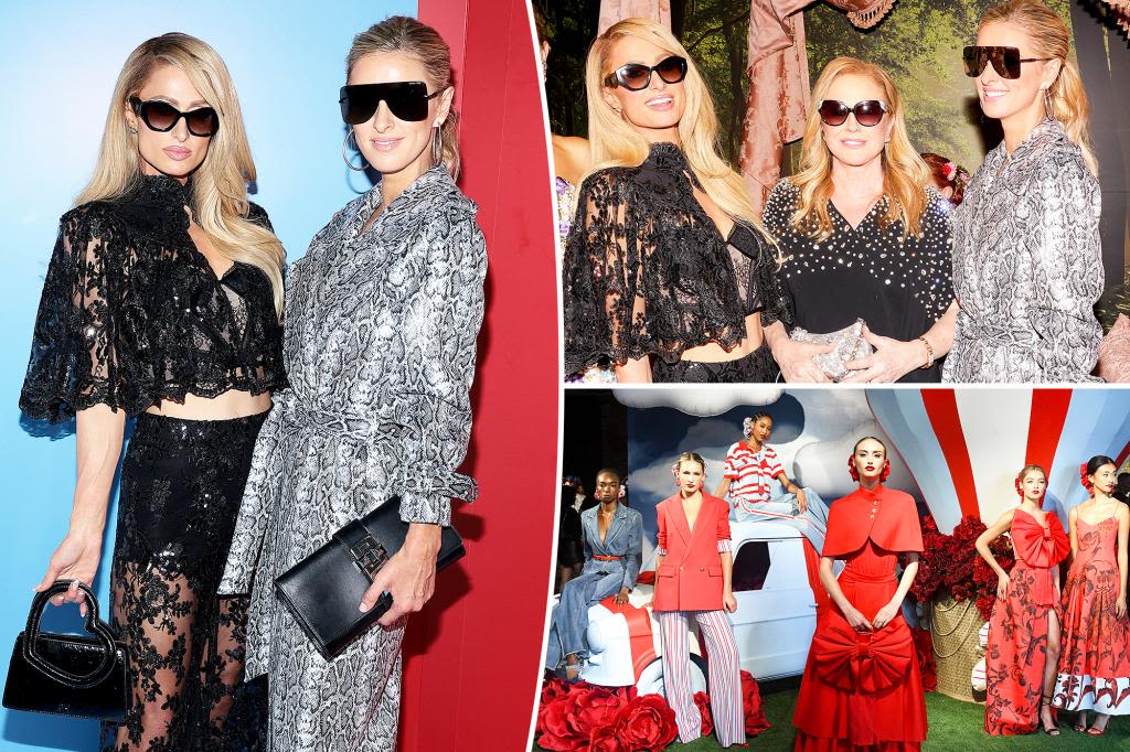 Exclusive | Paris, Nicky and Kathy Hilton rescue fan at the Alice + Olivia fashion show