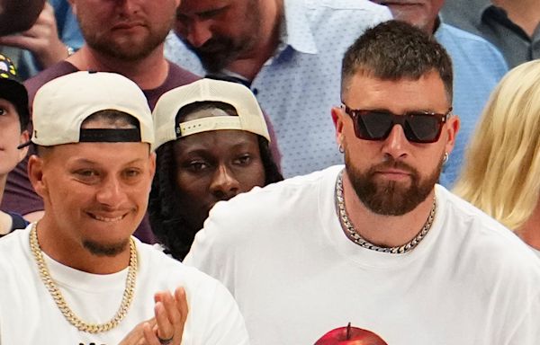 Travis Kelce Is a Good Sport as He Gets Booed at NBA Game With Patrick Mahomes