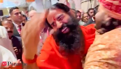 Baba Ramdev joins the grand wedding of Radhika and Anant Ambani, spotted dancing with the groom - The Economic Times