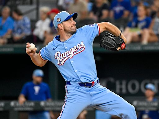 Max Scherzer throws 5 scoreless innings in 3-time Cy Young winner's season debut for the Rangers