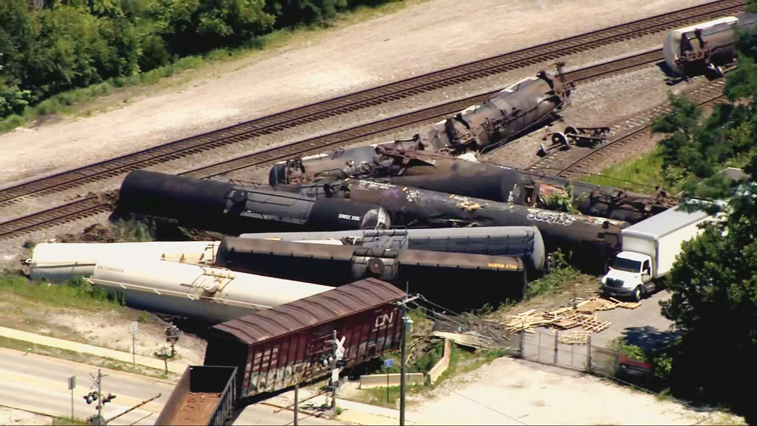 Freight train derails in Chicago suburb, triggering evacuations over suspected leak